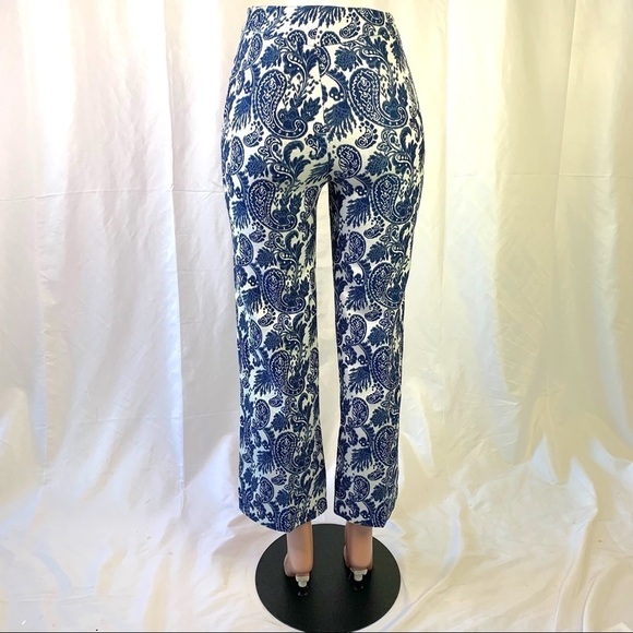 ZARA WOMAN BLUE CROP PANTS  WHITE STRAIGHT LEG PANTS WOMEN SIZE SMALL - Picture 4 of 12